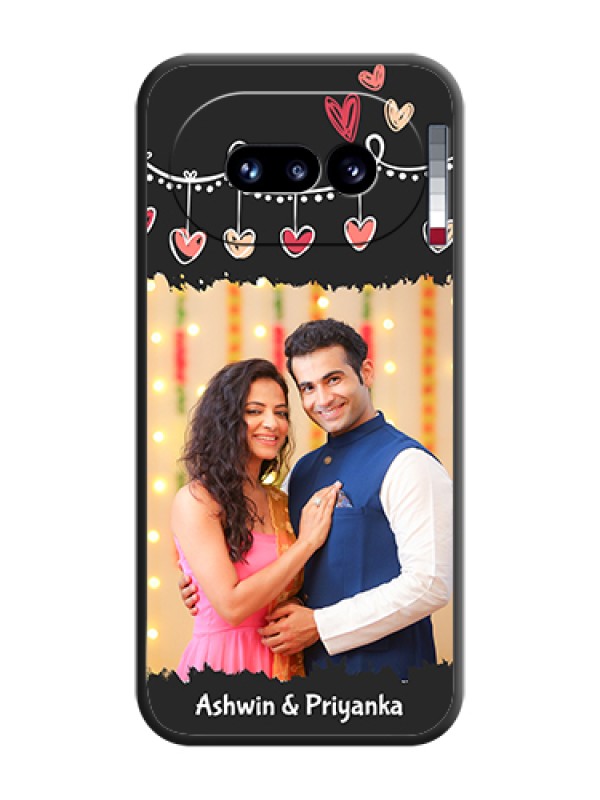 Custom Pink Love Hangings with Name On Space Black Custom Soft Matte Mobile Back Cover - Nothing Phone 4A 5G