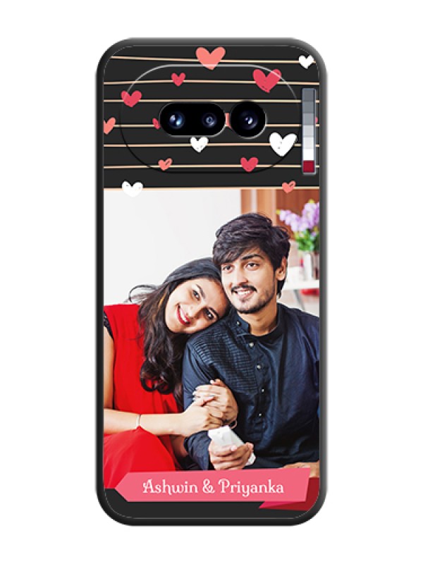 Custom Love Pattern with Name on Pink Ribbon on Photo On Space Black Custom Soft Matte Mobile Back Cover - Nothing Phone 4A 5G