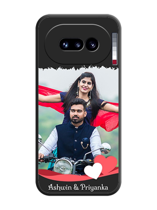 Custom Pin Color Love Shaped Ribbon Design with Text On Space Black Custom Soft Matte Mobile Back Cover - Nothing Phone 4A 5G