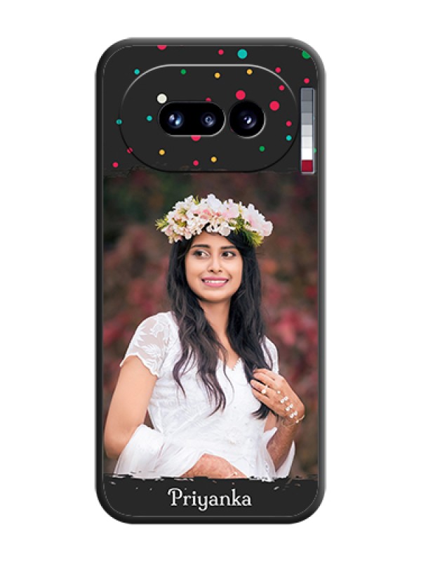 Custom Multicolor Dotted Pattern with Text On Space Black Custom Soft Matte Mobile Back Cover - Nothing Phone 4A 5G