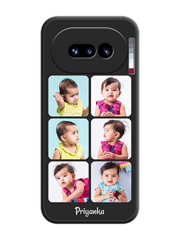 Custom Floral Art with 6 Image Holder on Photo On Space Black Custom Soft Matte Mobile Back Cover - Nothing Phone 4A 5G
