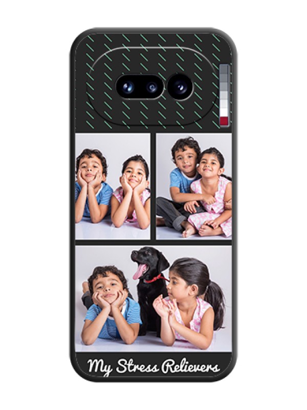 Custom Cross Dotted Pattern with 2 Image Holder On Space Black Custom Soft Matte Mobile Back Cover - Nothing Phone 4A 5G