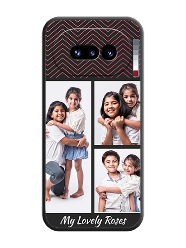 Custom Wave Pattern with 3 Image Holder On Space Black Custom Soft Matte Mobile Back Cover - Nothing Phone 4A 5G