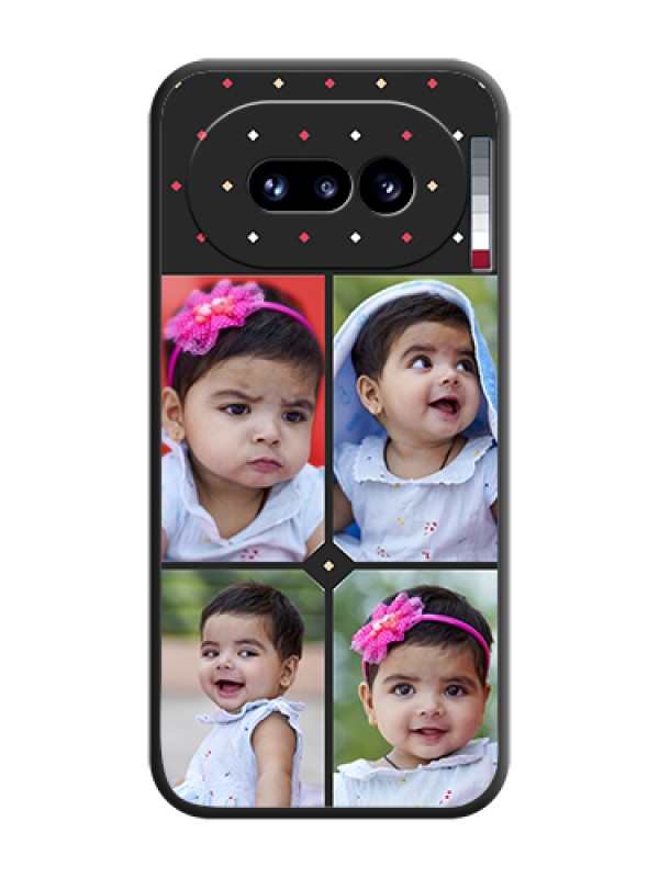 Custom Multicolor Dotted Pattern with 4 Image Holder On Space Black Custom Soft Matte Mobile Back Cover - Nothing Phone 4A 5G
