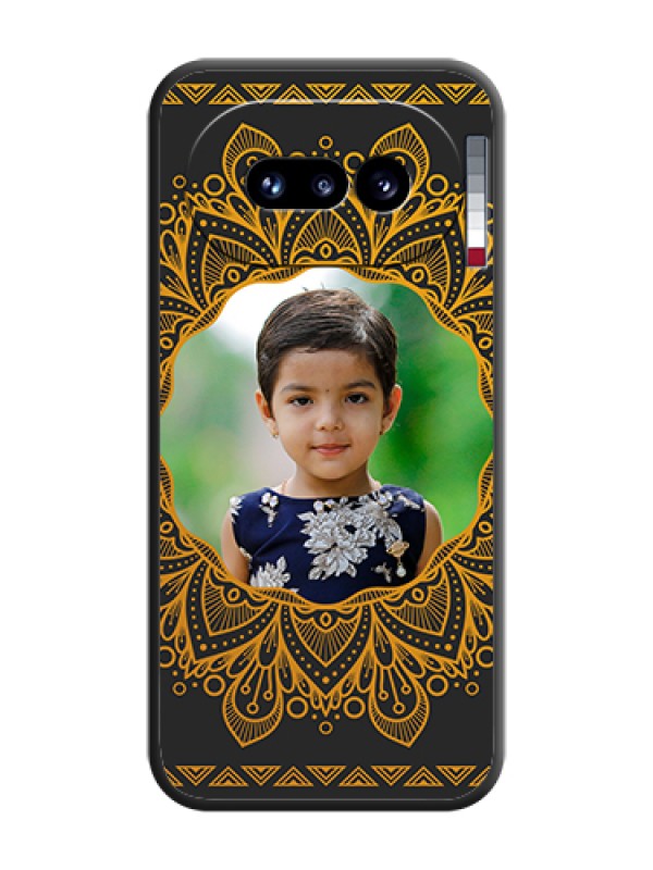 Custom Round Image with Floral Design On Space Black Custom Soft Matte Mobile Back Cover - Nothing Phone 4A 5G