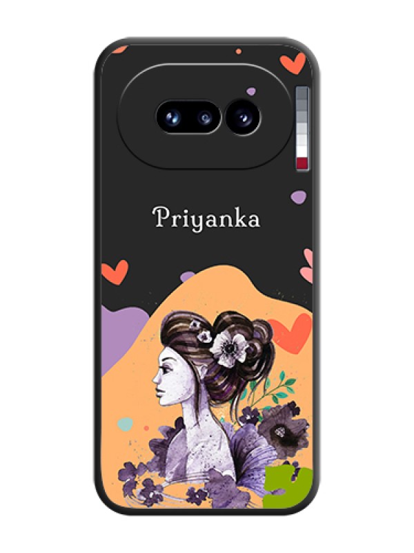Custom Namecase For Her With Fancy Lady Image On Space Black Custom Soft Matte Mobile Back Cover - Nothing Phone 4A 5G