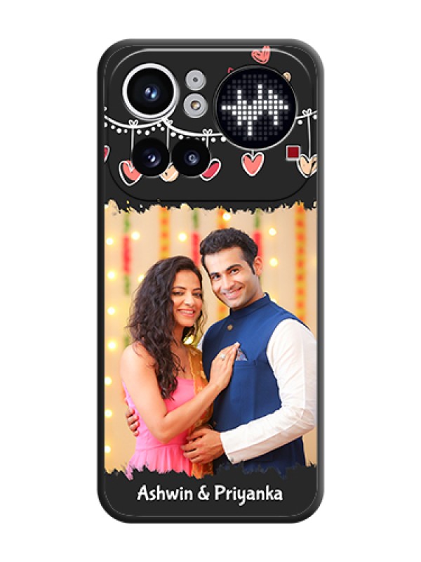Custom Pink Love Hangings with Name On Space Black Custom Soft Matte Mobile Back Cover - Nothing Phone 4A Pro 5G