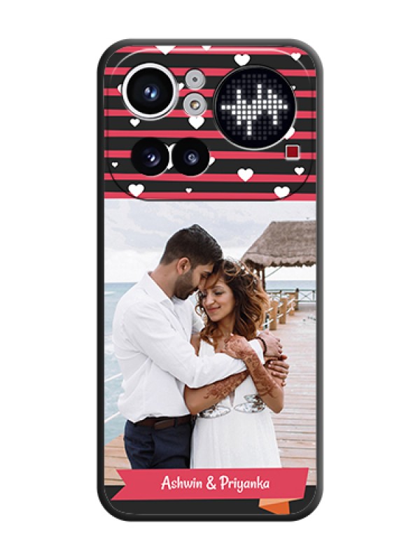 Custom White Color Love Symbols with Pink Lines Pattern On Space Black Custom Soft Matte Mobile Back Cover - Nothing Phone 4A Pro 5G