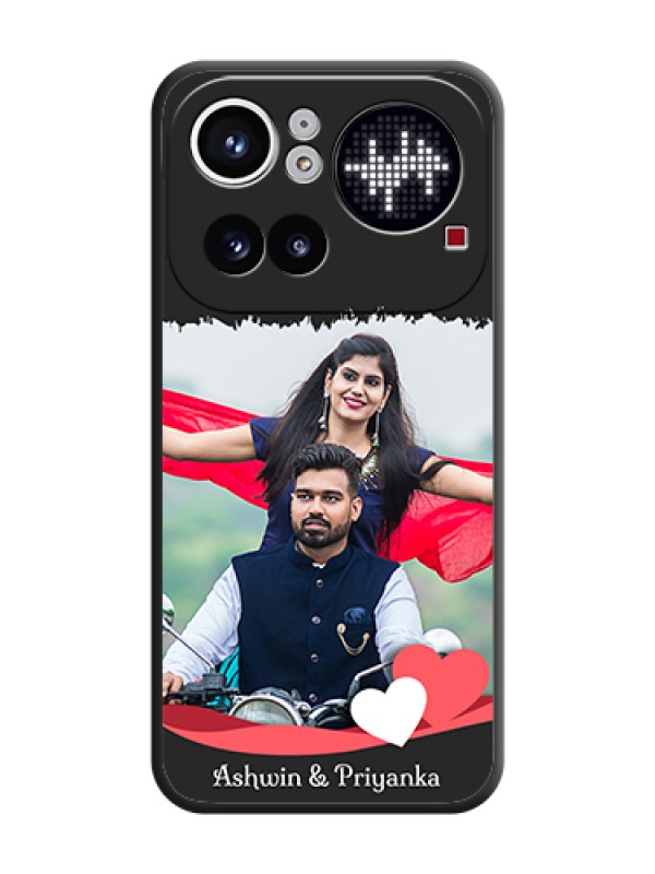 Custom Pin Color Love Shaped Ribbon Design with Text On Space Black Custom Soft Matte Mobile Back Cover - Nothing Phone 4A Pro 5G