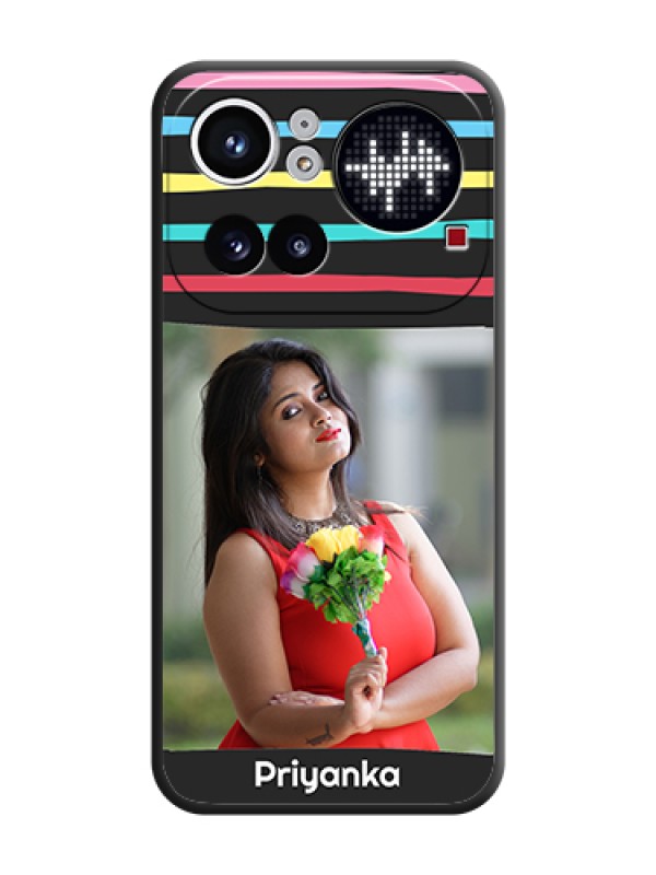 Custom Multicolor Lines with Image On Space Black Custom Soft Matte Mobile Back Cover - Nothing Phone 4A Pro 5G