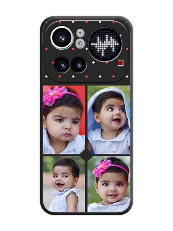 Custom Multicolor Dotted Pattern with 4 Image Holder On Space Black Custom Soft Matte Mobile Back Cover - Nothing Phone 4A Pro 5G