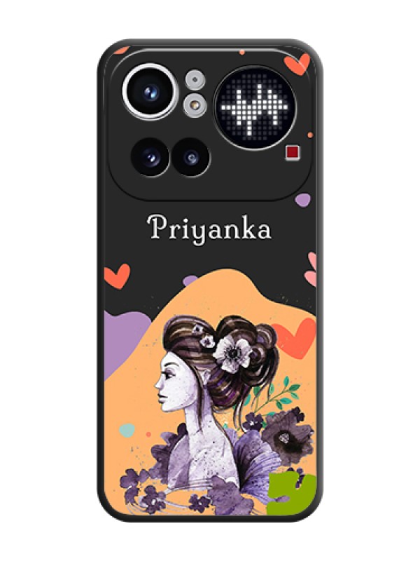Custom Namecase For Her With Fancy Lady Image On Space Black Custom Soft Matte Mobile Back Cover - Nothing Phone 4A Pro 5G
