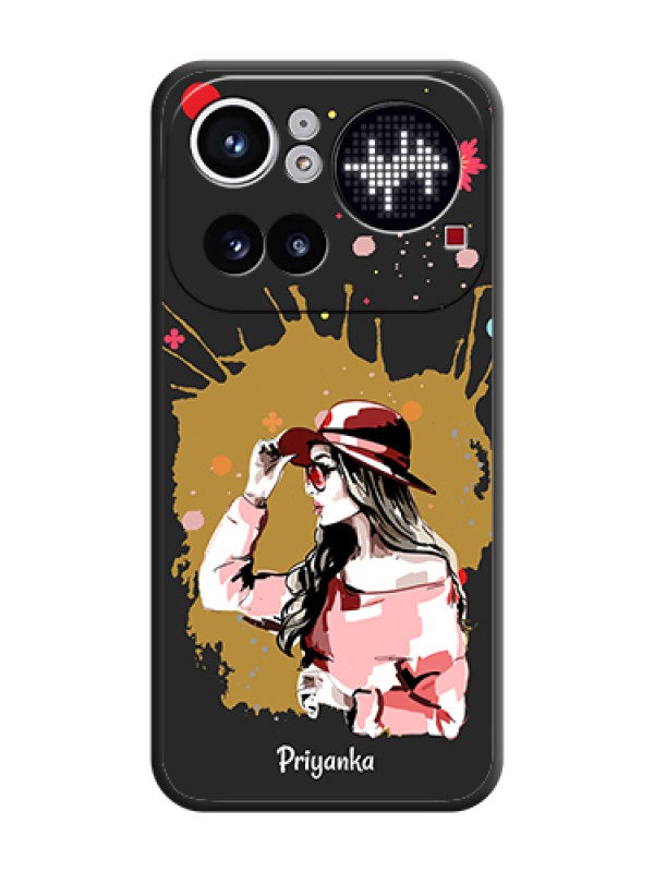 Custom Mordern Lady With Color Splash Background With Custom Text On Space Black Custom Soft Matte Mobile Back Cover - Nothing Phone 4A Pro 5G