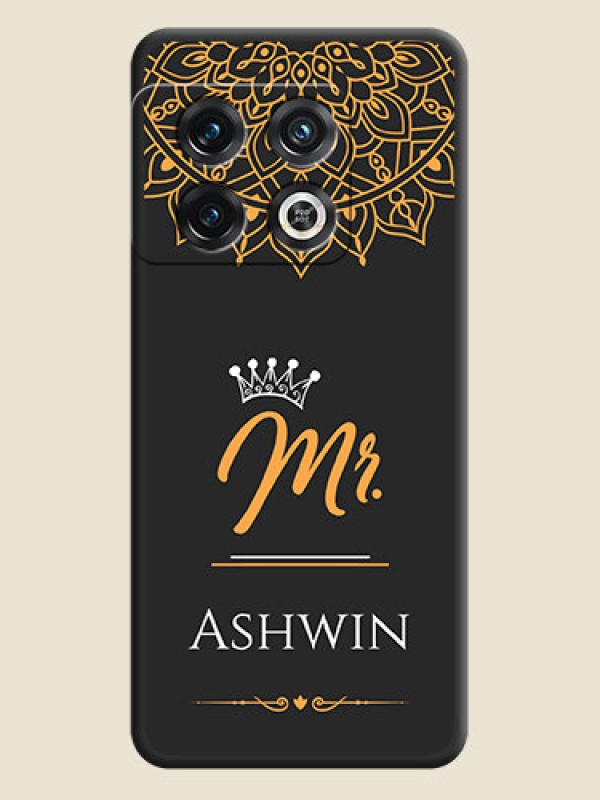 Custom Mr Name with Floral Design  on Personalised Space Black Soft Matte Cases - OnePlus 10 Pro 5G