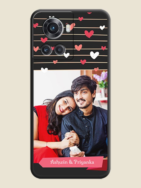 Custom Love Pattern with Name on Pink Ribbon  on Photo on Space Black Soft Matte Back Cover - OnePlus 10R 5G