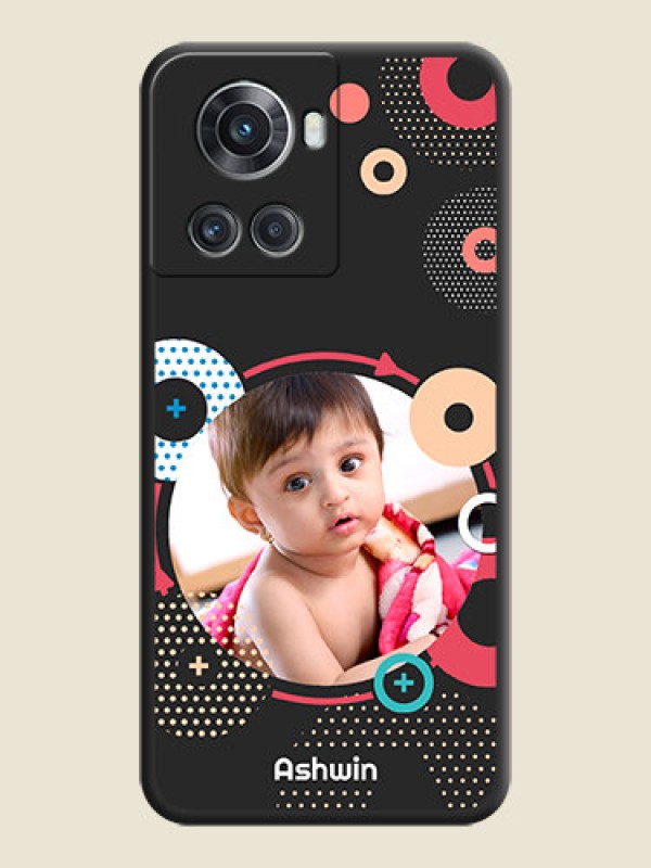 Custom Multicoloured Round Image on Personalised Space Black Soft Matte Cases - OnePlus 10R 5G