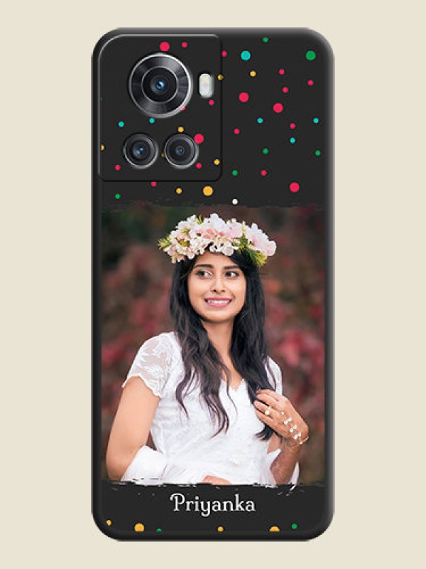 Custom Multicolor Dotted Pattern with Text on Space Black Custom Soft Matte Phone Back Cover - OnePlus 10R 5G