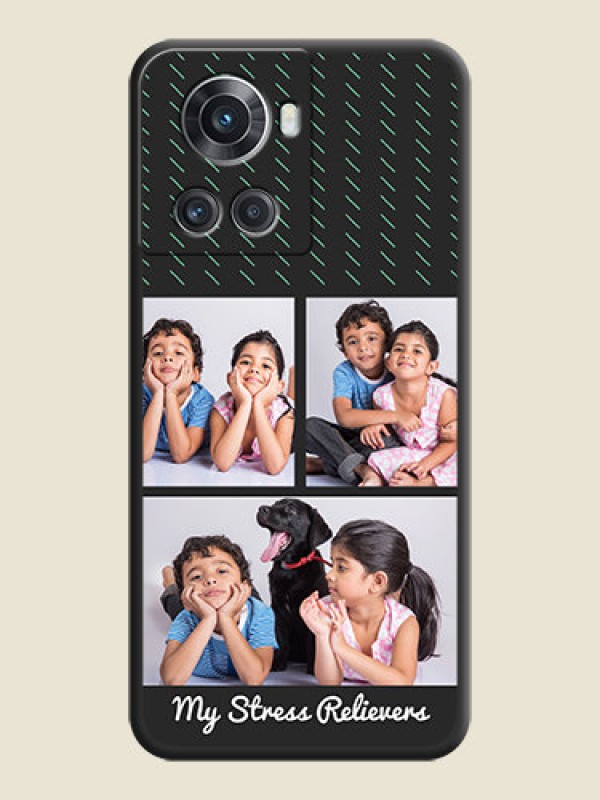 Custom Cross Dotted Pattern with 2 Image Holder  on Personalised Space Black Soft Matte Cases - OnePlus 10R 5G