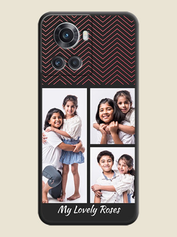 Custom Wave Pattern with 3 Image Holder on Space Black Custom Soft Matte Back Cover - OnePlus 10R 5G