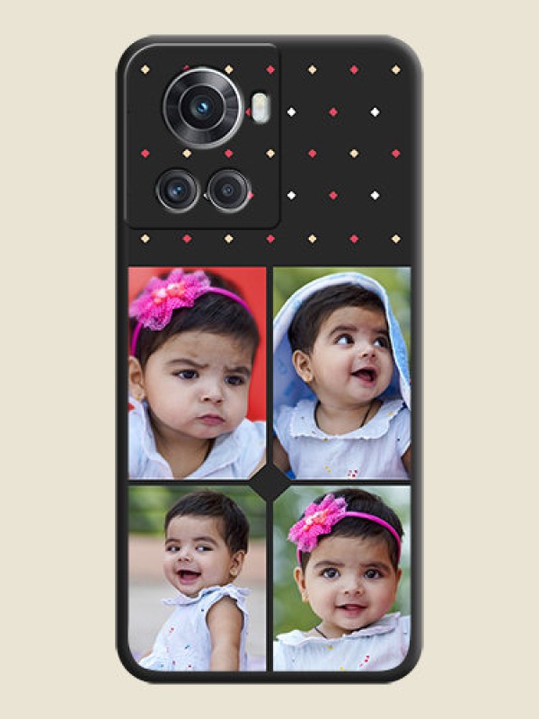 Custom Multicolor Dotted Pattern with 4 Image Holder on Space Black Custom Soft Matte Phone Cases - OnePlus 10R 5G
