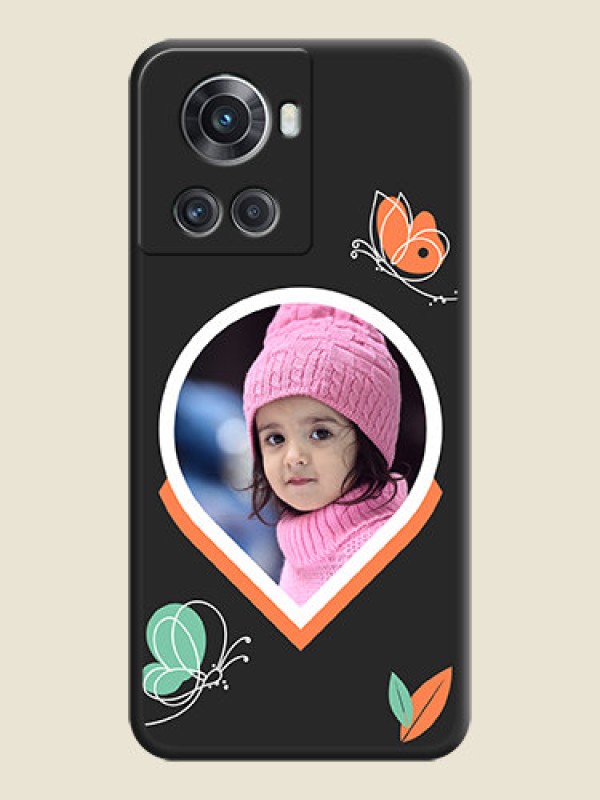 Custom Upload Pic With Simple Butterly Design On Space Black Personalized Soft Matte Phone Covers -Oneplus 10R 5G