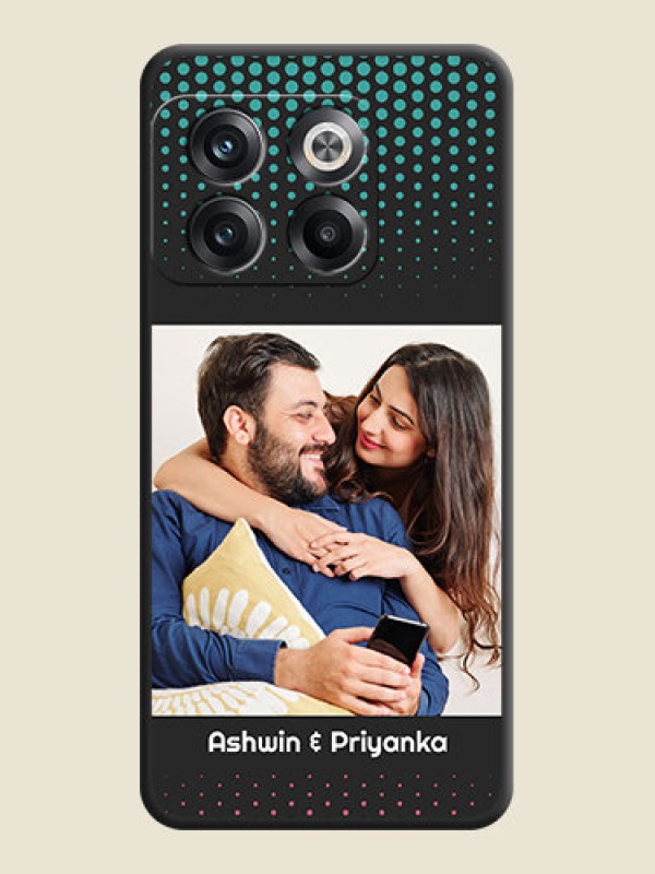 Custom Faded Dots with Grunge Photo Frame and Text on Space Black Custom Soft Matte Phone Cases - OnePlus 10T 5G