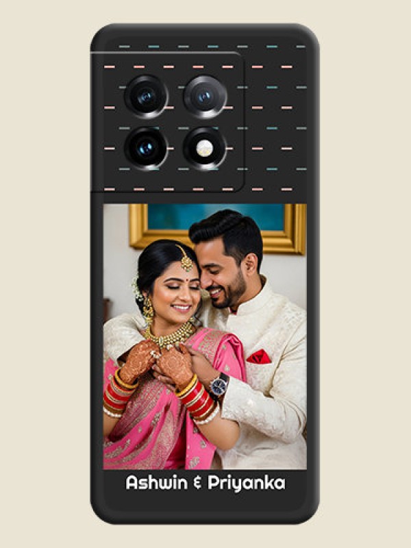 Custom Line Pattern Design with Text on Space Black Custom Soft Matte Phone Back Cover - OnePlus 11 5G