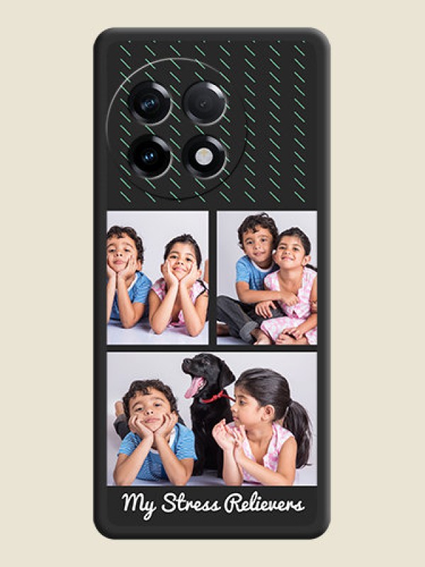 Custom Cross Dotted Pattern with 2 Image Holder  on Personalised Space Black Soft Matte Cases - OnePlus 11R 5G