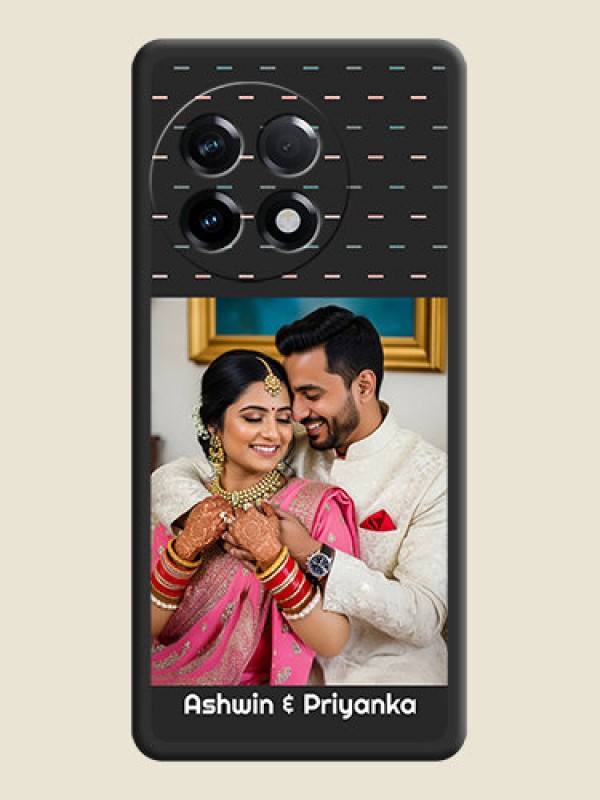 Custom Line Pattern Design with Text on Space Black Custom Soft Matte Phone Back Cover - OnePlus 11R 5G