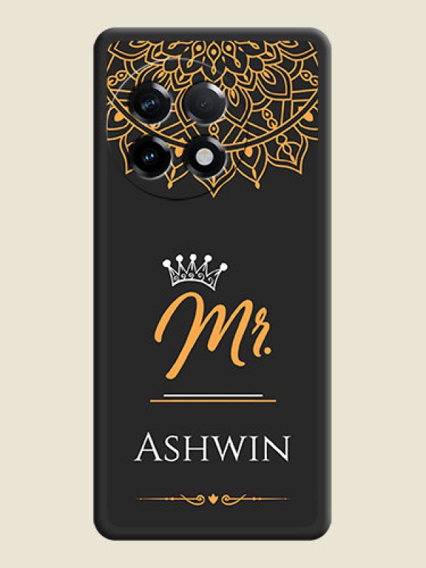 Custom Mr Name with Floral Design  on Personalised Space Black Soft Matte Cases - OnePlus 11R 5G