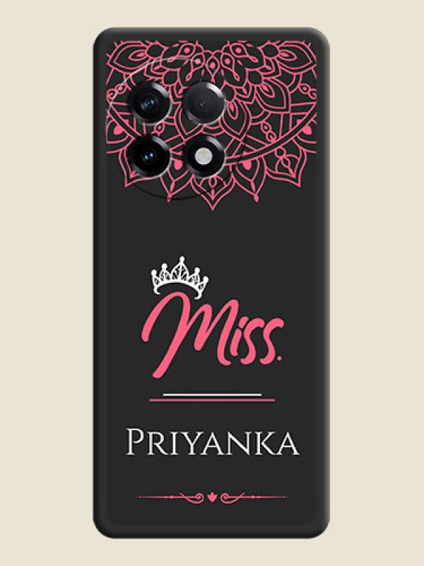 Custom Mrs Name with Floral Design on Space Black Personalized Soft Matte Phone Covers - OnePlus 11R 5G