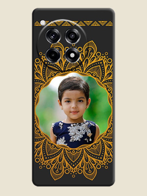 Custom Round Image with Floral Design - Photo on Space Black Soft Matte Mobile Cover - OnePlus 12R 5G