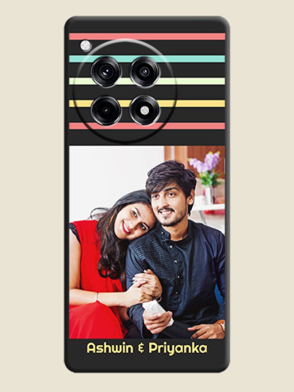 Custom Color Stripes with Photo and Text - Photo on Space Black Soft Matte Mobile Case - OnePlus 12R 5G