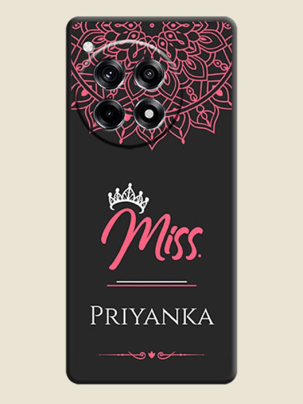 Custom Mrs Name with Floral Design on Space Black Personalized Soft Matte Phone Covers - OnePlus 12R 5G
