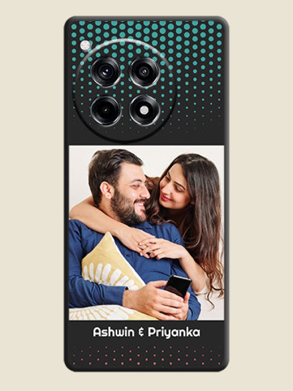 Custom Faded Dots with Grunge Photo Frame and Text on Space Black Custom Soft Matte Phone Cases - OnePlus 12R 5G