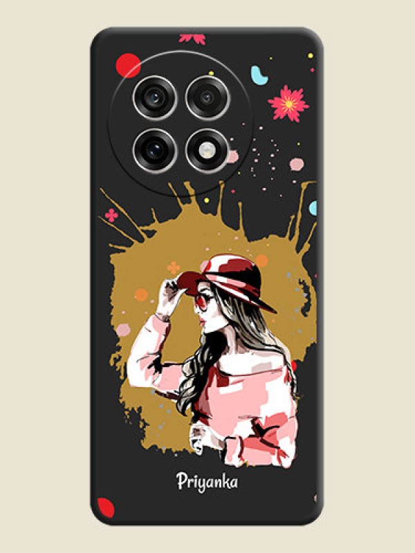 Custom Mordern Lady With Color Splash Background With Custom Text On Space Black Custom Soft Matte Mobile Back Cover - OnePlus 13R 5G