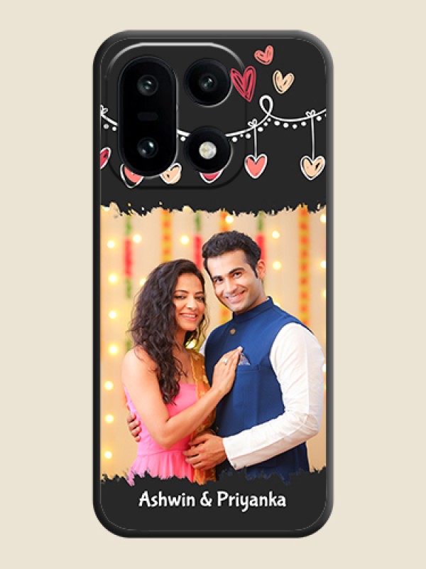 Custom Pink Love Hangings with Name On Space Black Custom Soft Matte Mobile Back Cover - OnePlus 15 5G