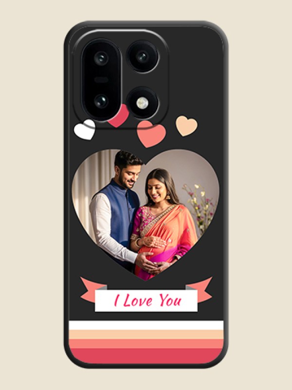Custom Love Shaped Photo with Colorful Stripes On Space Black Custom Soft Matte Mobile Back Cover - OnePlus 15 5G