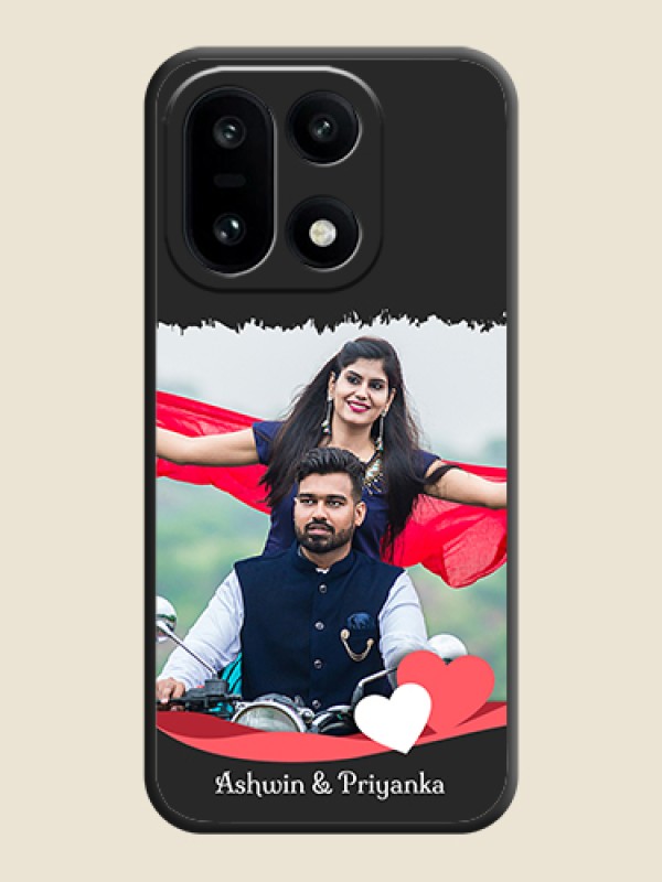 Custom Pin Color Love Shaped Ribbon Design with Text On Space Black Custom Soft Matte Mobile Back Cover - OnePlus 15 5G