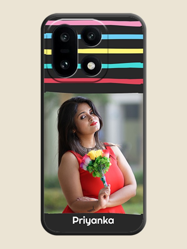 Custom Multicolor Lines with Image On Space Black Custom Soft Matte Mobile Back Cover - OnePlus 15 5G