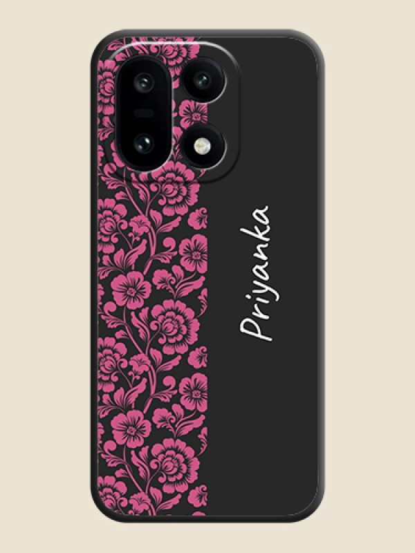 Custom Pink Floral Pattern Design With Custom Text On Space Black Custom Soft Matte Mobile Back Cover - OnePlus 15 5G