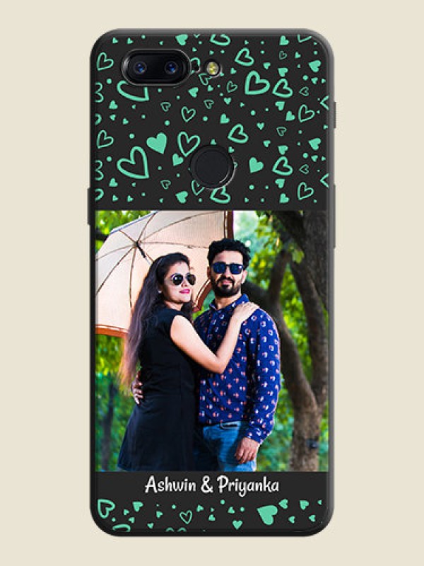 Custom Sea Green Indefinite Love Pattern - Photo on Space Black Soft Matte Mobile Cover - OnePlus 5T