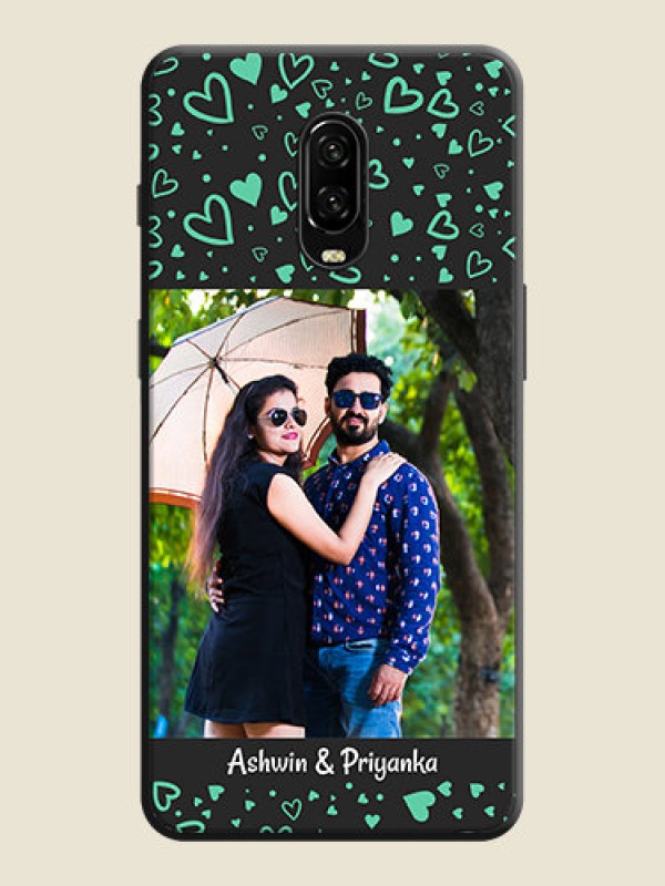 Custom Sea Green Indefinite Love Pattern - Photo on Space Black Soft Matte Mobile Cover - OnePlus 6T
