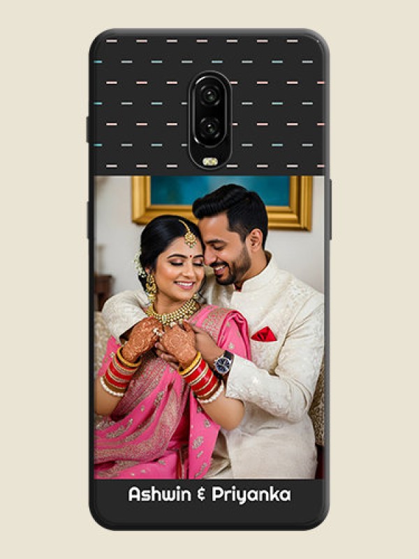 Custom Line Pattern Design with Text on Space Black Custom Soft Matte Phone Back Cover - OnePlus 6T