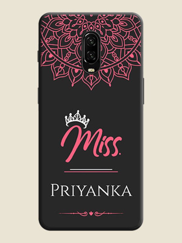 Custom Mrs Name with Floral Design on Space Black Personalized Soft Matte Phone Covers - OnePlus 6T