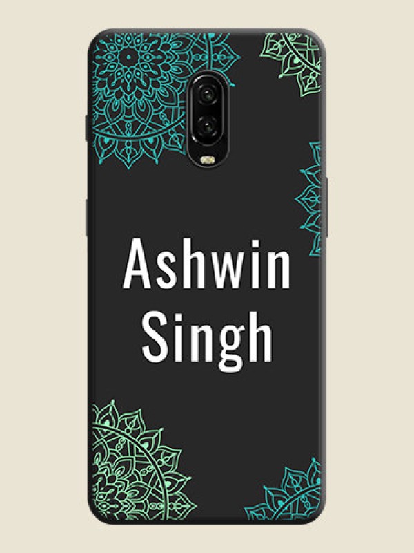 Custom Your Name with Floral Design on Space Black Custom Soft Matte Back Cover - OnePlus 6T