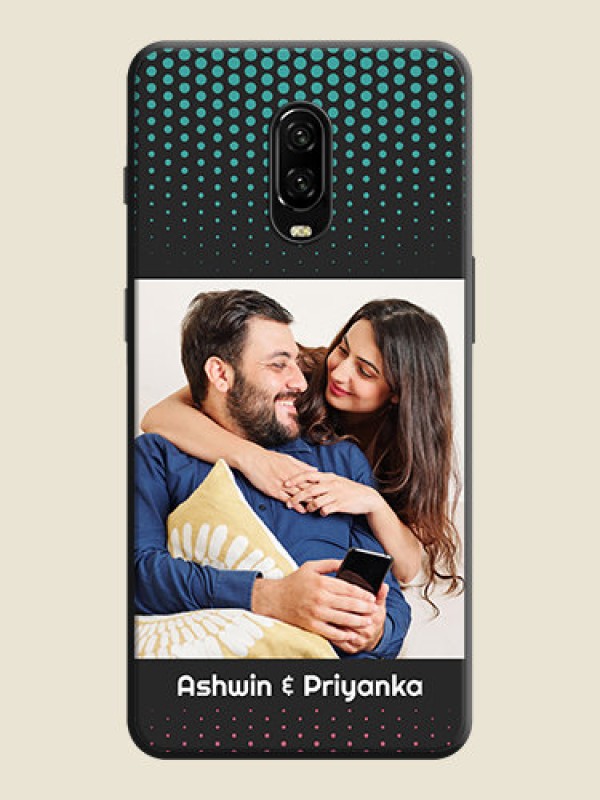 Custom Faded Dots with Grunge Photo Frame and Text on Space Black Custom Soft Matte Phone Cases - OnePlus 6T