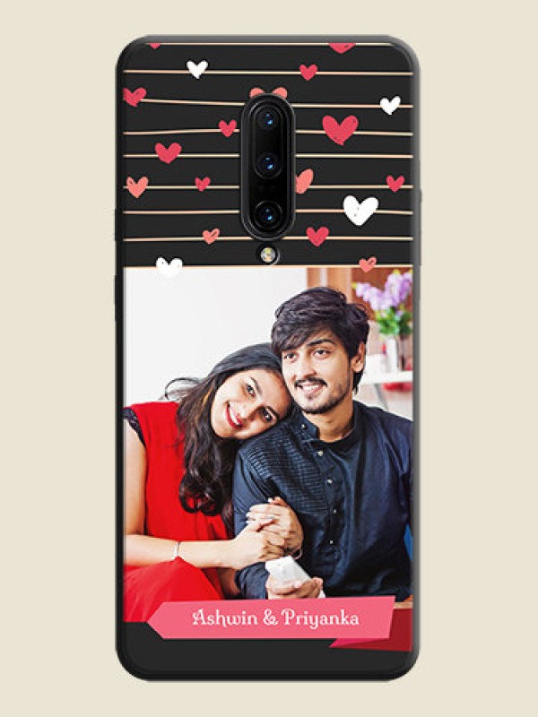 Custom Love Pattern with Name on Pink Ribbon  - Photo on Space Black Soft Matte Back Cover - OnePlus 7 Pro