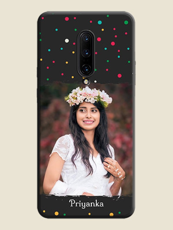 Custom Multicolor Dotted Pattern with Text on Space Black Custom Soft Matte Phone Back Cover - OnePlus 7 Pro