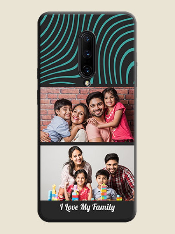 Custom Wave Pattern with 2 Image Holder on Space Black Personalized Soft Matte Phone Covers - OnePlus 7 Pro
